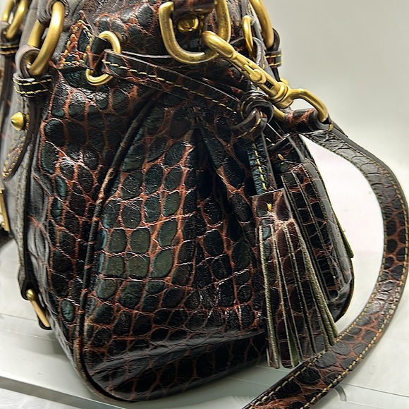 Dooney & Bourke Dark Brown Crocodile Print Leather Satchel Purse Bag 🌸🌸 - Picture 6 of 10
